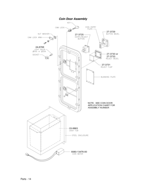 Page 76Parts - 14Coin Door Assembly 