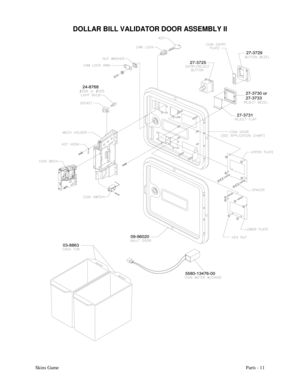 Page 48Skins GameParts - 11
DOLLAR BILL VALIDATOR DOOR ASSEMBLY II 