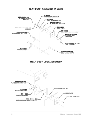 Page 4748Midway Amusement Games, LLC
REAR DOOR ASSEMBLY (A-23720)




833(5 225 /2&. &$0



/2&. 5(7$,1(5 3/$7(





)/$1*( *5,3 187 



/2&. 3/$7(




225 /2&. &$0 $66(0%/<






%
%)/$7 +($ %2/7
[
.(