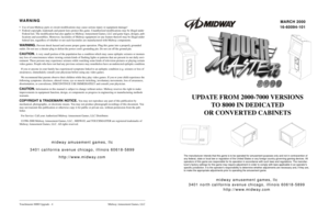 Page 1The manufacturer intends that this game is to be operated for amusement purposes only and not in contravention of 
any federal, state or local law or regulation of the United States or any foreign country governing gaming devices. All 
operators of this game are responsible for its operation in accordance with such laws and regulations. The manufac-
turers factory settings for this game may require adjustment in order to comply with laws applicable in an operators 
specific jurisdiction. It is the...