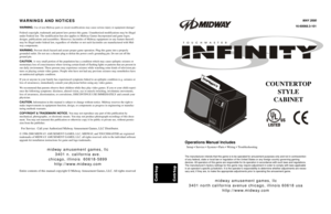 Page 1The manufacturer intends that this game is to be operated for amusement purposes only and not in contravention 
of any federal, state or local law or regulation of the United States or any foreign country governing gaming 
devices. All operators of this game are responsible for its operation in accordance with such laws and regulations. 
The manufacturers factory settings for this game may require adjustment in order to comply with laws applicable 
in an operators specific jurisdiction. It is the...