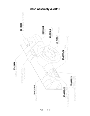 Page 108Parts          7-12
Dash Assembly A-23113
20-9663-22
20-9663-2320-9663-24 20-10129-5
20-1053.103-9933.220-10595 20-10494
03-9910-1 