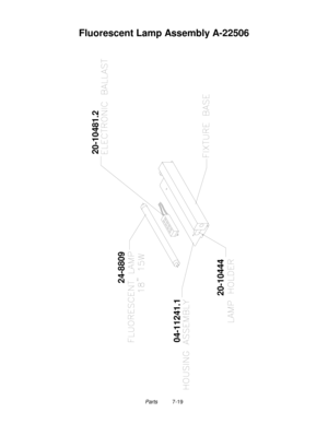 Page 115Parts          7-19
Fluorescent Lamp Assembly A-22506
20-10444 04-11241.124-880920-10481.2 