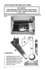 Page 1212




 ALPHA® ECOCUTTER TABLE (ECC-TABLE)
After removal of all cutting table components from packing, check for ea\
ch item listed 
below:
 COMPONENTS:
1. Assembled Table (Part No. 200013)
2. Angle Guide Assembly (Part No. 200018)
3. Rip Guide Assembly (Part No. 200017)
4. Hose Holder Assembly (Part No. 200001)
5. Universal Wrench (Part No. 200019)
6. Brush (Part No. 200025)

Figure-13
  CAUTION!
WHEN REMOVING ECOCUTTER TABLE FROM CARTON, 
DO NOT LIFT BY RAIL TUBE.  ALWAYS USE SIDE HANDLE.
See page...