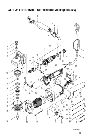 Page 3535
ALPHA® ECOGRINDER MOTOR SCHEMATIC (ECG-125)
19
116
10/18/2010  