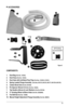 Page 55
 ACCESSORIES
COMPONENTS: 
1. Dust Bag (Part No. 133544)
2. Dust Hose (Part No. 133533)
3. Dust Gate with Anti-Back-Flow Flap (Part Nos. 133530 & 133531)
4. Spring Loaded Flange Assembly  (Part Nos. 801375, 801376, 801377, 801378 & 801379)
5. Carbon Brush Set (Part No. 801594)
6. Pin Spanner Wrench 34 mm (Part No. 130434)
7. Top Handle w/Screw & Lock Washers (Part No. 801354)
8. 5” Grinding Wheel w/26mm Arbor (Part No. DSQ0500)
9. Fan Belt Set (Part No. 133508)
10. Manual Height Adjustment Flange...