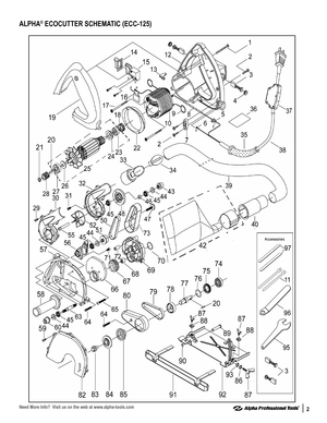 Page 22
ALPHA® ECOCUTTER SCHEMATIC (ECC-125)
Need More Info?  Visit us on the web at www.alpha-tools.com  