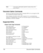 Page 156Document Option Commands 156
Document Option Commands
This lists the supported Document Option Commands (DOCs) for your magicolor 2200. 
The commands are grouped by feature type.
Each command is preceded by either a DOC statement (%%) or an IncludeFeature 
statement (%%IncludeFeature). See the Crown
 Document Option Commands 
manual for 
information on all other commands.
Supported DOCs 
Header/Trailer Page Commands 
Print charge number %%ChargeNumber
Print copyright statement %%CopyRight: 
Print...