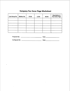 Page 131Company Fax Cover Page Worksheet 
Prepared By: 
Date: 
Configured By: Date:  