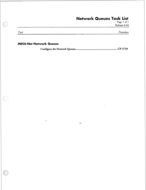 Page 208Page 1 of 1 
Release 6.OA 
Task Procedure 
et ueues 
Configure the Network Queues . . . . . . . . . . . . . . . . . . . . . . . . . . . . . . . . . . . . . . . . . . . . . . . . . . . ..~..... 
Cl’ 5729  