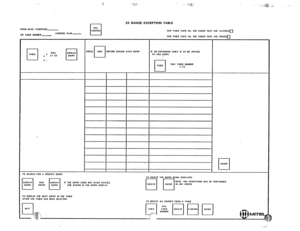 Page 13320 RANGE EXCEPTION TABLE 
FROM BASIC CONDIllON- 
OR IAUIE NIJMIIER,~ CONIROI PIAN - 
q IABIE , A 
DIAL 
21.33 
t 1 
10 SEARCH FOR A SPECIFIC ENIAV 
I I I 1011 
L-l 
CONlROl 1llls MtlIE 161.5 AIL 1tlE CODES VtlAl AIIE ALLOWED,-, 
IIIIS IABlE IISIS All IlIE CODES 
PRESS 
rl ADD BEFORE DIALIIG EACH ENIRV IF AN EXPANSION IAEIE is 10 BE AFPLIED 
TO MS ENTRY 
l-l IABIE DIAL IABLE NUMBER 
I.73 IllA ARE DENlEa 
0 
ENIER 
TO DELElE THE ENTRY BEING DISPLAYED 
1 1 1 I 
IF IHE ENlRV DOES NO1 EXIST DASIIES. 
ARE...