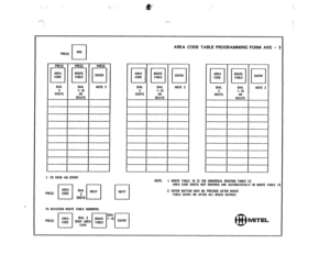 Page 155r-l 
AREA CODE TABLE PROGRAMMING FORM ARS - 3 
PRESS ARS 
I I 
i 
I I I 
I 
1. TO VIEW AN ENTRY 
TO REASSIGN ROUTE TABCE NMMBERS DIAL OlAl 
NOTE 2 
OILit TS l-15 
OR 
OELETE 
I I I 
i 
NOTE: I. AOUTE TABLE 16 IS THE UNIVERSAL ROUTING TABLE I.E. AREA CODE DIGITS NOT ENTERED ARE AUTOMATICALLY IN ROUTE TABLE 15 
2. ENTER BUTTON MAY BE PRESSED AFTER ROUTE 
TABLE ENTRY OR AFTER ALL ROUTE ENTRIES 
@ MITEL  