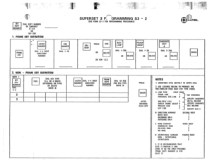 Page 205’ .., 
I. 
+F ,: 
:, 
DIAL EOPT NUMBER 
OF SUPERSET 
9-112 
OR 
161-256 
1. PRIME KEY DEFINITION 
PRtME 
cl KEY OIAL 1-4 DIGIT 
DIRECTORY 
NUMBER DIAL l-16 
2. NON - PRIME KEY DEFINITION 
SUPERSET 3 P?GRAMMING 53 - 2 (SEE FORM s3-1 FOR PROGRAMMING PROCEDURES1 
OR COR 1.2.3 : BUSY 
cl PICKUP 
LAMP 
7 GROUP 
DIAL l-200 DIAL l-30 
OR 
cl DELETE 
OR 
q 
DELETE 
AFTER 
DEFINING 
EACH KEY  PRESS 1. UNDEFINED KEYS DEFAULT TO SPEED CALL 
cl 
ENTER ANNOUNCE 
cl 
EQPT 
w 
DIAL 2-256 
OR 
q 
DELETE cl 
ENTER 
NOTES...