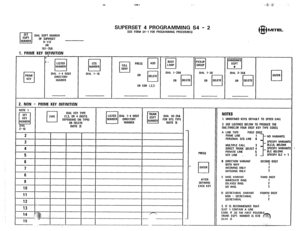 Page 227SUPERSET 4 PROGRAMMING S4 - 2 (SEE FORM S4-1 FOR PROGAAMMING PROCEOURES) @ MITEL 
SET  SET 
cl  cl 
EOPT  EOPT DIAL EOPT NUMBER  DIAL EOPT NUMBER 
NUMBER  NUMBER OF SUPERSET  OF SUPERSET 
g-112  g-112 
OR  OR 
161-256  161-256 
1. PRIME KEY DEFINITION 
.lllulvluLlll 
r-l 
PRIME OIAL l-4 DIGIT IllAFrTnAY I DIAL l-16 
I k!EE- I 
ANNOUNCE 
El 
EOPT 
II 
DIAL 2-256 
OR 
q 
DELETE cl 
ENTER 
2. NON - PRIME KEY DEFINITION 
1 ,.F!--I I I 
DIAL KEY TYPE 
(1.3. OR 4 DIGITS 
()!! 
I DEPENDING ON TYPE) 
OR OELETE...