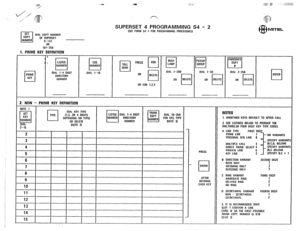 Page 230SET 
cl 
EOPT DIAL EOPT NUMBER 
NUMBER OF SUPERSET, 
g-112 
OR 
161-256 
1. PRIME KEY DEFINITION 
. 
PRIME 
q KEY DIAL l-4 DIGIT 
DIRECTORY 
NUMBER 
i,.m 
cos 
cl NUMBER 
DIAL l-16 
I 2. NON - 
PRIME KEY DEFINITION 
‘..‘;’ I 
.,-, .‘:. 
SUPERSET 4 PROGRAMMING S4 - 2 iSEE FORM S4 - 1 FOR PROGRAMMING PROCEDURES) 
OR COR 1.2.3 
, BUSY 
‘cl LAMP 
DIAL l-200 
OR PICKUP 3 ~ GROUP 
DIAL l-30 
OR 
I I 
SET 
KEY 
&I cl 
DIAL KEY TYPE 
TYPE (1.3. OR 4 DIGITS LISTEO OIAL 1-4 DIGIT TRUNK 
DIAL to-256 
DEPENDING ON...