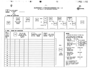 Page 242DIAL EOPT NUMBER 
OF SUPERSET 
9-112 
OR 
161-256 
1. PRIME KEY DEFINITION 
PRIME 
cl KEY 
1 LISTED 
cl NUMBER 
DIAL l-4 DIGIT 
DIRECTORY 
NUMBER 
2. NON - PRIME KEY DEFINITION 
DIAL l-16 
SUPERSET 4 PROGRAMMING S4 - 2 ISEE FORM ~4-1 FOR PRCIGRAMMING PROCEDURESI 
OR COR 1,2,3 
I 
1 
PICKUP 
GROUP 
DIAL l-30 
OR 
cl DELETE 
DIAL IO-266 
FOR DTS TYPE 
(NOTE 31 
PRESS 
AFTER 
OEFINING 
EACH KEY DIAL 2-256 
OR 
El DELETE 
I 
NOTES 
1. UNOEFINEO KEYS DEFAULT TO SPEEO CALL 
2. USE LISTINGS BELOW TO PRODUCE THE...