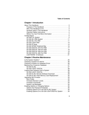 Page 3Table of Contents
iii
Chapter 1 Introduction
About This Handbook  . . . . . . . . . . . . . . . . . . . . . . . . . . . . . . . . . . . . . 3
Purpose of This Handbook  . . . . . . . . . . . . . . . . . . . . . . . . . . . . . . 3
Who This Handbook is For  . . . . . . . . . . . . . . . . . . . . . . . . . . . . . . 3
Symbols Used in This Handbook   . . . . . . . . . . . . . . . . . . . . . . . . . 3
Important Safety Instructions   . . . . . . . . . . . . . . . . . . . . . . . . . . . . 4
Where You Can...