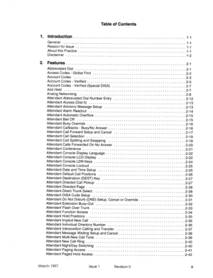 Page 33Table of Contents 
1. Introduction 
.......................................................... i-1 
General 
.............................................................. ..l- 1 
Reasonforlssue 
....................................................... ..I- 1 
About this Practice 
........................................................ l-l 
Disclaimer 
............................................................ ..I- 2 
2. Features..............................................................2- 1...