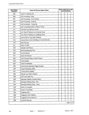 Page 278Customer Data Entry 
B-6 Issue 1 Revision 0 March 1997  