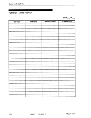 Page 328Customer Data Entry 
FORM,34 - DIRECTED l/O 
Sheet of 
B-56 Issue 1 Revision 0 March 1997  