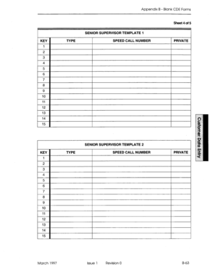 Page 335Appendix B - Blank CDE Forms 
sheet4of5 
SENIOR SUPERVISOR TEMPLATE 1 
SENIOR SUPERVISOR TEMPLATE 2 
March 1997 Issue 1 Revision 0 B-63  