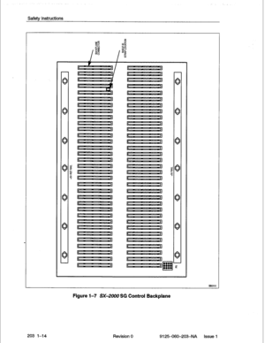 Page 28Safety Instructions 
0 0 
0 0 
0 
0 02 
B 
5 
0 0 
0 0 
0 
II 
I, - 
c - - I[ 
, - - 1 
0 
n 
I’ II 
- 0 0 
c - - - -11 
ts=== 
c - - : -‘I 
c - - II 
0 
c - - - -rl 
EEZ 
7 20 
BE011 0 
Figure l-7 SX-2000 SG Control Backplane 
203 1-14 
Revision 0 9125-060-203-NA Issue 1  