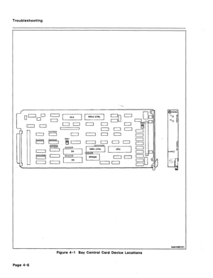 Page 163Troubleshooting 
I 1 
EEI 
I I 
K40129RlEl 
Figure 4-I Bay Control Card Device Locations 
Page 4-6  