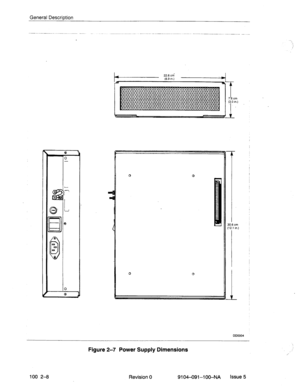 Page 13General Description 
I 
. 
0 
30.6 cm 
(12.1 in.) 
0 0 
P 0 
DD0004 
100 2-8 
Figure 2-7 Power Supply Dimensions 
Revision 0 9104-091-l 00-NA Issue 5  