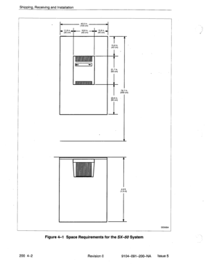 Page 437Shipping, Receiving and Installation 
CID0054 
200 4-2 
Figure 4-l Space Requirements for the SXSO System 
Revision 0 9104-091-200-NA Issue 5  