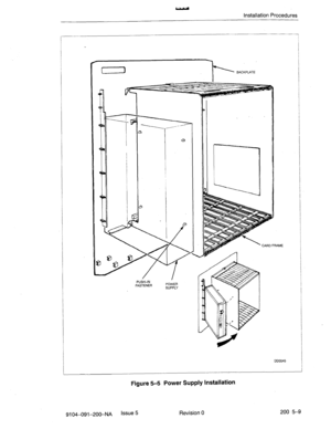 Page 448Installation Procedures 
CARD FRAME 
DD0045 
Figure.54 Power Supply Installation 
9104-091-20O-NA Issue 5 Revision 0 200 5-9  