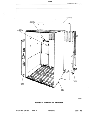 Page 454Installation Procedures 
BAcKPlATE 
CARD 
FRAME 
DD0044 
Figure 5-8 Control Card Installation 
9104-091-200-NA Issue 5 
Revision 0 200 5-15  