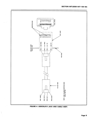 Page 126PIN 1 SUB R 
 JACK ON CARD 
INSIDE CASE 
SHORTING BAR r------- /I PIN 8 - SUB RING 
PIN 4 CO R 
-I 
PIN 5 CO T- 
PIN 8 SUB T 
TO RJ31 BOX 
/’ 
/ 
PCB EDGE 
NOTE: BOX TO HAVE SHORTING BARS 
ALSO, PER FCC 
-----1 
4 8 
0 8El 
7 
In 
6 
m 
5 -1 
l m 
4 _ Al 
3 
-l- kl ml 
1 
PLUG, MECH. 
RJ31 JACK  