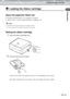 Page 19Loading the ribbon cartridge
Preparation
EN-19
Loading the ribbon cartridge
About the paper/ink ribbon set
For printing, paper/ink ribbon set (not supplied) are required.
For details, refer to “About the paper/ink ribbon set” (gpage 38).
Setting the ribbon cartridge
1
Open the ribbon cartridge door. 
2Remove slack from the ribbon.
If the ribbon cartridge has been used before, take in any ribbon slack before loading.
Notes
Use ribbon cartridges and paper that are packaged together.
Do not use paper that...