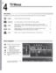 Page 4040
4
TV Menus
Displays	or	clears	the	main	menu.
Moves	navigation	into	the	•	
options	area.
Selects	an	item.•	
Moves	up	one	menu	level.•	
Clears	the	current	menu.•	
		Moves	the	highlight	within	menus.
		Makes	adjustments	in	some	
menus.
Look for the key guide at 
the bottom of each menu.
Main Menu
Press	MENU	on	the	remote	control	to	open	the	main	menu	and	then	select	from	one	of	these	categories.
AdjustCustomize	picture	and	sound	settings.41
CaptionsTurn	closed	captions	on	and	off;	customize	caption...