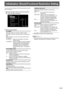 Page 1111E
You can return the settings to their factory-preset values and 
restrict operations.
1. After pressing 
SIZE for about 5 seconds, press  , 
 ,  , and  in that order.
OFF 
UNLOCKED 
ON 
ON 
LED 
OFF 
FUNCTION 1/1 
ALL RESET 
ADJUSTMENT LOCK 
RS-232C/LAN 
OSD DISPLAY 
LED 
TEMPERATURE ALERT 
STATUS ALERT 
END…
[MENU]
2.  Select and set the items.
ALL RESET
Resets the settings to the factory default settings. 
Press 
 , select the resetting method, and then press MENU.
After initialization, turn the...