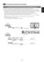 Page 25English-21
English
BNC-RCA adaptorHDMI cable
 DVD/HD IN
 ( Y·Pb·Pr, Y·Cb·Cr)
 DVD/HD IN
 ( Y·Pb·Pr, Y·Cb·Cr)
 AUDIO IN2 (RCA)
 RGB1 IN (HDMI)
 To D connector output 
 To video output 
 To HDMI output 
 Audio output  Audio cable (RCA)
Signal cable
(BNC x 3 to D connector)BNC cable
(BNC x 3 to BNC x 3)
Connecting a video device (component video/HDMI device)
This monitor can be connected to a video device equipped with component output such as a DVD player. 
Refer to the user’s manual of the connected...