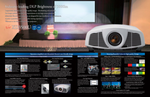 Page 2Super - bright 5000lm
The XD3500U delivers super-bright 5000lm images.
It’s the ideal brightness for giving presentations in
large meeting rooms and conference halls.  
Closed Caption (CC) Capable 
A closed caption decoder comes installed as standard equipment. Closed Caption enabled signals are processed into subtitles
that are projected onto the screen. This feature addresses the needs of language students and hearing-impaired viewers.  
3000lm5000lm
New Color Wheel System
Dust can easily accumulate on...