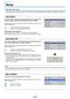 Page 50E-49
Setup
•Select menu name “Setup”.
See “Menu Operation Method” on Page E-35 for information about performing menu operations. The item name display will
differ depending on the input signal. See “List of Item Names Offering Input Selection and Adjustments/Settings” on Page E-40.
The Auto Source function automatically detects the input signal when
the power supply is switched on and when the input is switched.
Select the item name “Auto Source” and select the setting contents with the
SELECT ...