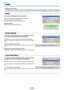 Page 53E-52
Info.
•Select menu name “Info.”.
See “Menu Operation Method” on Page E-33 for information about performing menu operations. The item name display will
differ depending on the input signal. See “List of Item Names Offering Input Selection and Adjustments/Settings” on Page E-38.
Status
This displays information about the equipment.
Select item name “Status” and press the ENTER button.
There is a change to the status display.
Press the CANCEL button to return to the menu.
Display Contents:
Projector...