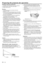 Page 12EN – 12
Adjustment foot
screen
Preparing the projector for operation
Getting ready for projection
1. Attach the provided power cord to the projector.
2. Plug the power cord in the wall outlet.
3. Remove the lens cap.
Warning:
•Do not look into the lens directly when the
projector is “ON.”
•The lens cap is for protecting the lens. If you leave
the lens cap on the lens with the projector turned
on, it may be deformed. Remove the lens cap when
you turn on the projector.
•The power cords for use in the U.S....