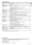 Page 29EN – 29
ENGLISH
Specifications
Type
Model
Rated power supply
Rated input
LCD panels
Colors
Projection lens
Light source lamp
Picture size
PC compatibility
Video compatibility
Audio output
Speaker
S-video input
Video input
Audio input
Analog RGB input
Control connector
Outside dimensions
Weight
Length of power cord
Temperature, humidity
(performance guaranteed)
LCD projector
XL6U
100 - 240 V  AC,  50 / 60 Hz
2.9 A
0.7-inch LCD panel: 3 pieces (for R, G, B)
Pixels  1024 x 768 = 786432 pixels Total...