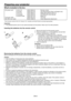 Page 6EN-6
What’s included in the box
AC power cord* for the U.S. J2552-0063-03
  for Europe J2552-0247-00
  for the U.K. J2552-0065-02
  for Australia J2552-0053-00
  for South Korea J2552-0247-00
Computer cable    J2552-0072-05
Mini DIN 5-pin cable  02552-0388-00
Remote control
User Manual/Quick Start up (English only)
Safety Manual/Quick Start up
CD-ROM (with User Manual)
Battery (2)
Lens cap
Lamp replacement attachment
* One of power cords for the U.S., Europe, U.K., Australia, and South Korea is provided...