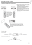 Page 9EN-9
ENGLISH
30° 30°30° 30°
Using the remote control
20°
10°20°
10°
20˚20˚
Operational range of the remote control
•  Keep the remote control photo-sensor out of direct 
sunlight or ﬂ uorescent lamp light.
•  Keep the remote control photo-sensor at least 2 m  
(6 feet) away from ﬂ uorescent lamps. Otherwise, 
the remote control may malfunction.
•  If there is an inverter-operated ﬂ uorescent lamp 
near the remote control, the remote control opera-
tion may become unstable.
•  When you use the remote...