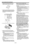 Page 38EN-38
Lamp replacement (continued)
3. Assemble the lamp replacement attachment by folding two taping portions (g) and two cutout portions (h) along the folding line as the figure.
(h)
(h)(g)
(g)
4.  Insert the two cutout portions (h) in the slit of the projector, paste the two taping portions (g) with the tape included in the lamp replacement attachment, and then fix the lamp replacement attachment to the projector.
(g)
(g)
(h)
5. Pull out the lamp unit (f) in the bag by the handle (e).
(f)
(e)
6....