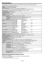 Page 45EN-45
Speciﬁ cations
The speciﬁ cations and outside appearance of the projector are subject to change without prior notice.
Type LCD projector
Model FL6900U
Display technology 1.1-inch LCD panel: 3 pieces (for R,G,B)
Pixel: 1920 x 1080 = 2073600 pixels  Total 6220800 pixels
Active pixel rate: 99.99% or more (each panel)
Projection lens F 1.8 - 2.1  f= 51 - 64 mm
Light-source lamp 275 W
Image size (projection 
distance)60” min. to 250” max. (projection distance 2.6 to 11.2 m)
Maximum 
resolutionComputer...
