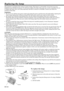 Page 30EN-30
(a)
(b)
Replacing the lamp
This projector is equipped with a lamp to project images. This lamp is a consumable. It may burn out or its
brightness may decrease during use. In such cases, replace the lamp with a new one as soon as possible. Be sure
to replace the lamp with a new lamp separately sold that is exclusive to HC2000. Contact your dealer for
purchase of the lamp.
WARNING:
•Be sure to turn off the main power switch and unplug the power cord from the wall outlet before replacing the
lamp....