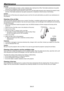 Page 37EN-37
Warning:
Never use ﬂ ammable air duster or other materials when cleaning the air-ﬁ lter. Flammable substances may ignite 
causing ﬁ re or breakdown when the lamp is illuminated.
Do not use ﬂ ammable solvents (benzene, thinner, etc.) and ﬂ ammable aerosols when cleaning the projector body 
and lens. Flammable substances may ignite causing ﬁ re or breakdown while the lamp is illuminating.
Caution:
Be sure to turn off the lamp and unplug the power cord from the wall outlet before you perform any...