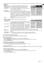 Page 17EN Ð 17
ENGLISH
4 SIGNAL
MEMORY CALL ........Use to select AUTO, USER 1 or USER 2. See below.
HORIZ. POSITION ....Use to adjust the horizontal position of the image.
VERT. POSITION .....Use to adjust the vertical position of the image.
FINE SYNC. ....... Use to synchronize the projector with PC input signals so
that the image is not blurred.
TRACKING ......... Use to avoid image noise such as wide stripes.
COMPUTER INPUT ....The unit adjusts itself automatically when connected to
either DVD players with...