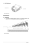 Page 7English    3
C BOTTOM (figure)
Figure 3 Bottom view 
Installation  
A Positioning
zThis projector is basically designed to project on a flat projection surface. It can
focus from 1.5m-12m and adjust the screen size like figure below.
Figure 4 Positioning
LAMP COVER
ADJUSTABLE FEET 