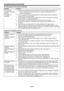 Page 54EN-54
Troubleshooting (continued)
No image appears on the screen. (continued) 
ProblemSolution
The screen for 
entering the password 
appears.
•	 Password	in	the	Password	menu	has	been	set	to	On	to	enable	the	password	lock.	
 Enter the password or contact the person in charge of management of the 
projector. (See page 48.)
“No signal” is 
displayed.
•	 Turn	on	the	power	of	the	connected	device,	or	check	whether	there	is	something	
wrong with the connected device.
•	 Check	whether	the	external	device...